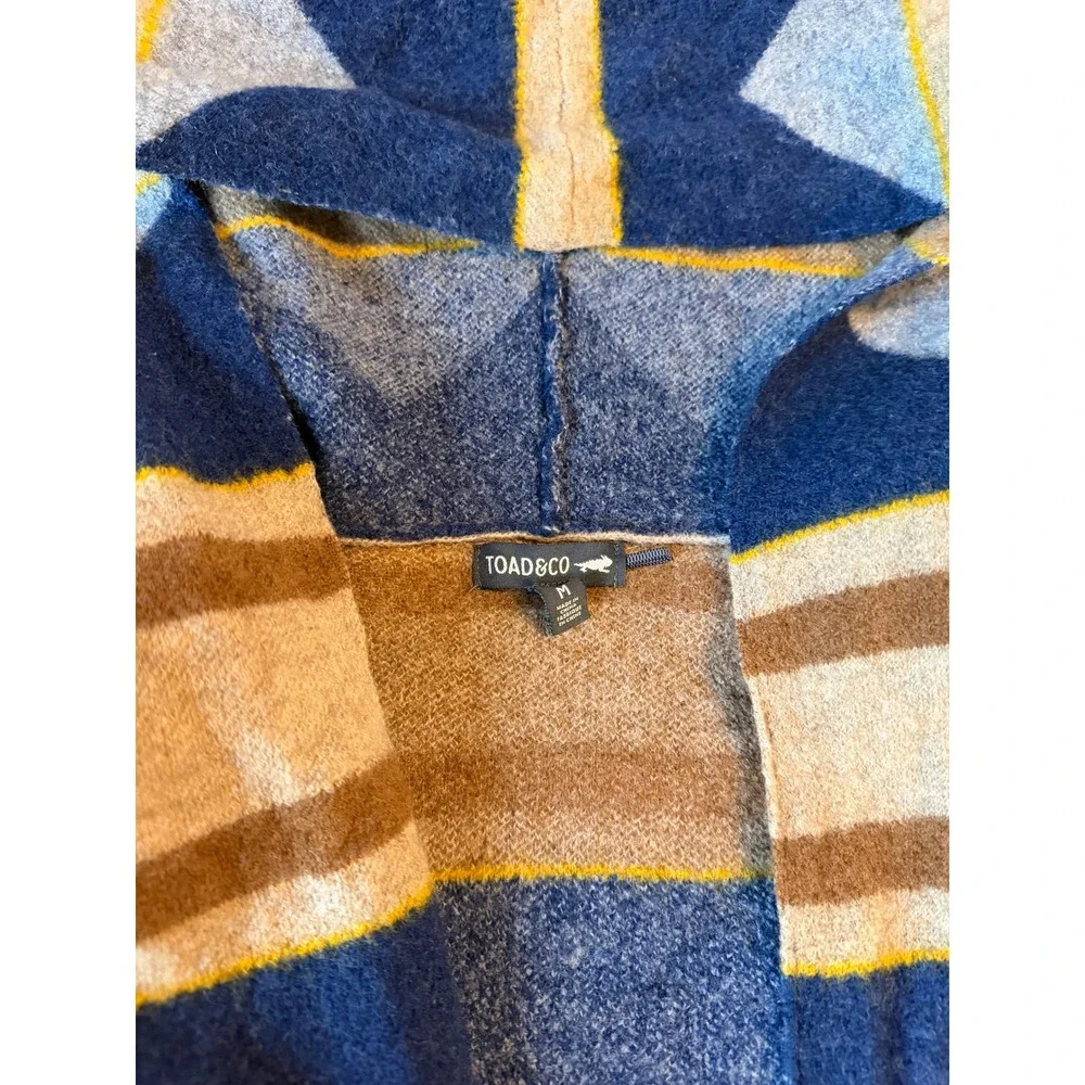 Toad&Co Heartfelt Merino Wool Open Front Cardigan Hoody Thunderbird Western Boho - Picture 2 of 6